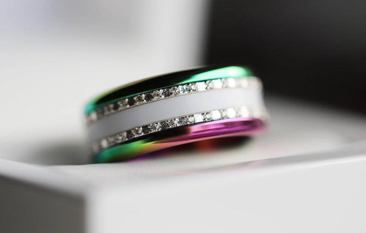 Base extra small arrondie polie "Rainbow" en acier inoxydable pour bague mood interchangeable