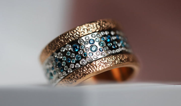 Base large "Rock" en acier rose gold inoxydable pour bague mood interchangeable, Edition collector numérotée de 1 à 100