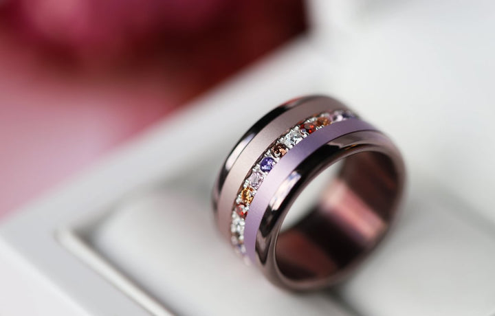 Inner ring (medium addon) "Autumn aura" in 925 silver set with autumn-colored zircons