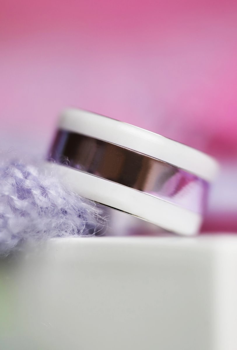 💜 Anneau (deux tiers) en argent 925 "Lila" finition violet  pour bague mood interchangeable