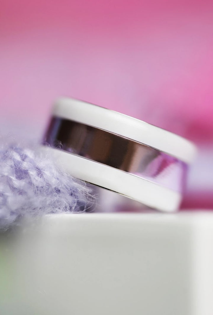 💜 Anneau (deux tiers) en argent 925 "Lila" finition violet  pour bague mood interchangeable