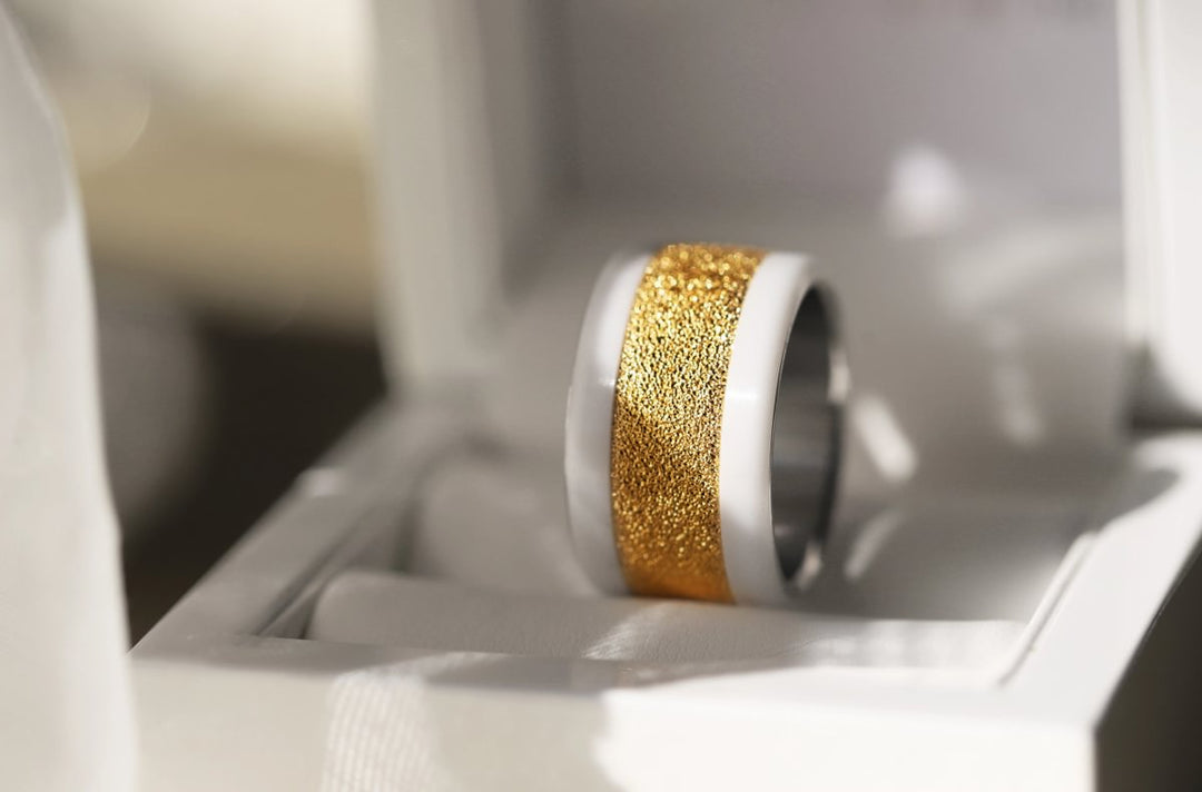 Innenring (Addon) aus 925er Silber "Herbstschnee" Gold Ausführung für auswechselbaren mood Ring