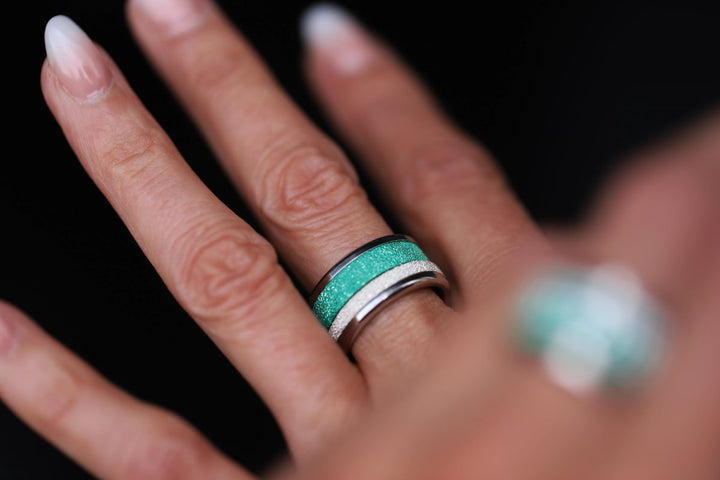🏝️ Innenring (2/3 Addon) aus 925er Silber "Siwa" glitter green Ausführung für den auswechselbaren mood Ring