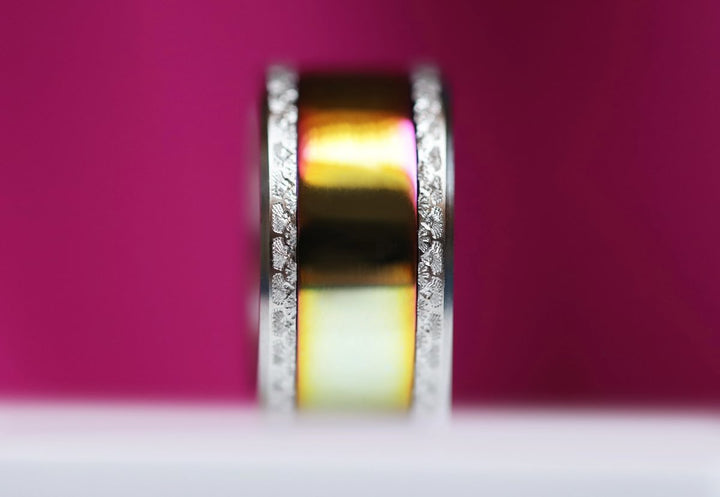 🌈 Inner ring (addon) in 925 silver "Glittering skies" intense rainbow finish for interchangeable mood ring