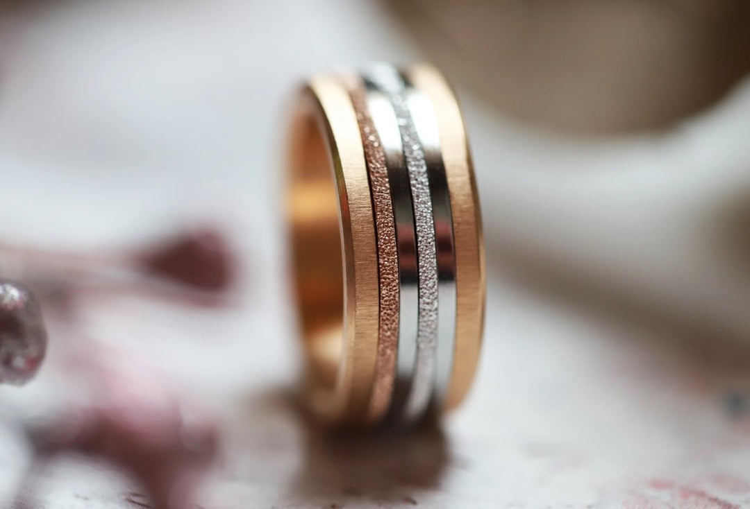 Pack de 2 anneaux(Addon Mini) en argent 925 "Neige éternelle" finition glitter rose gold pour bague mood interchangeable