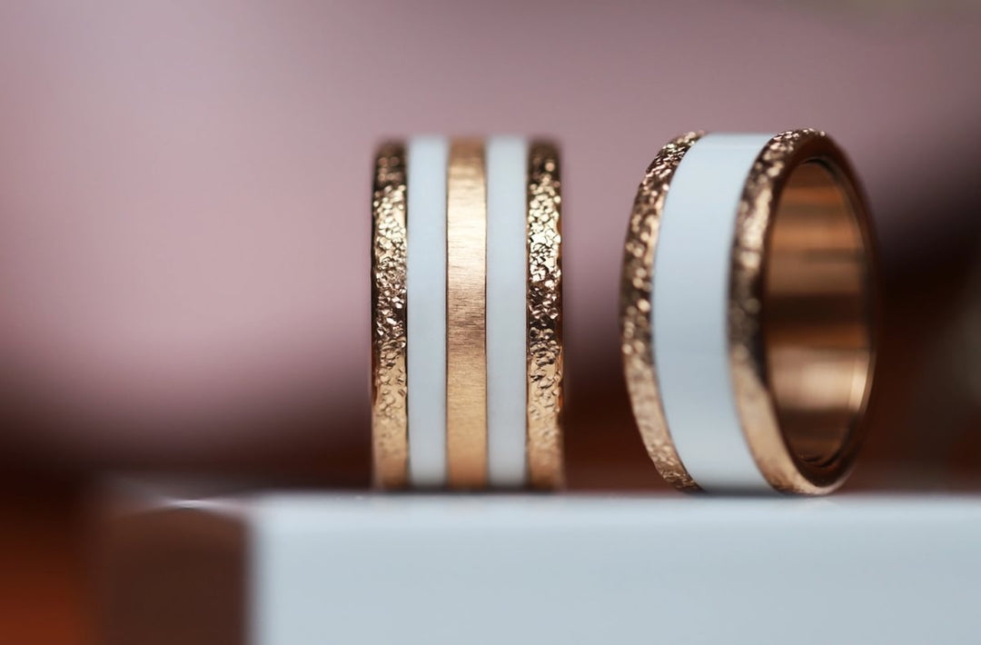 Base small "Rock" en acier rose gold inoxydable pour bague mood interchangeable, Edition collector numérotée de 1 à 100