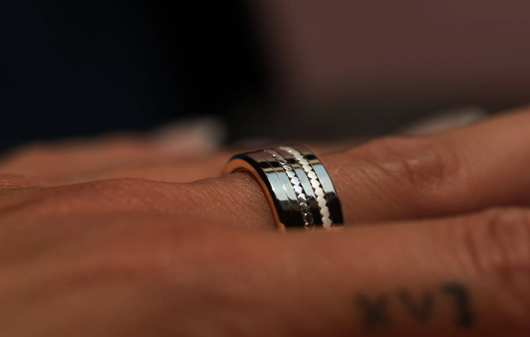 Pack de 2 anneaux(Addon Mini) en argent 925 "Coeurs" finition à choix pour bague mood interchangeable