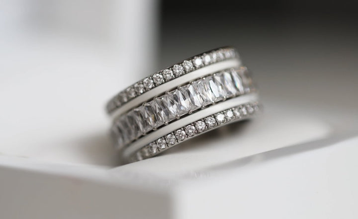 🤍 Anneau (pack de 2 minis) en argent 925 "White" finition blanche pour bague mood interchangeable