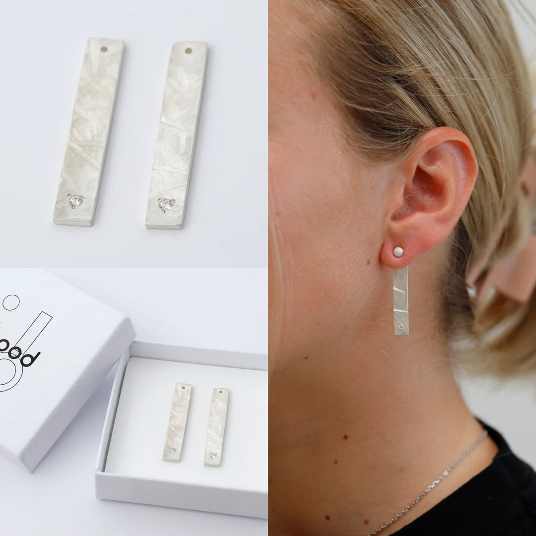 Drop "Paillettes" mood en argent 925 serti (Bijou d’oreille interchangeable)