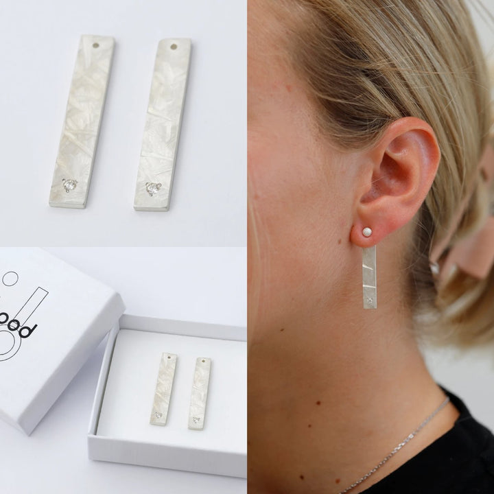 Drop "Paillettes" mood en argent 925 serti (Bijou d’oreille interchangeable)