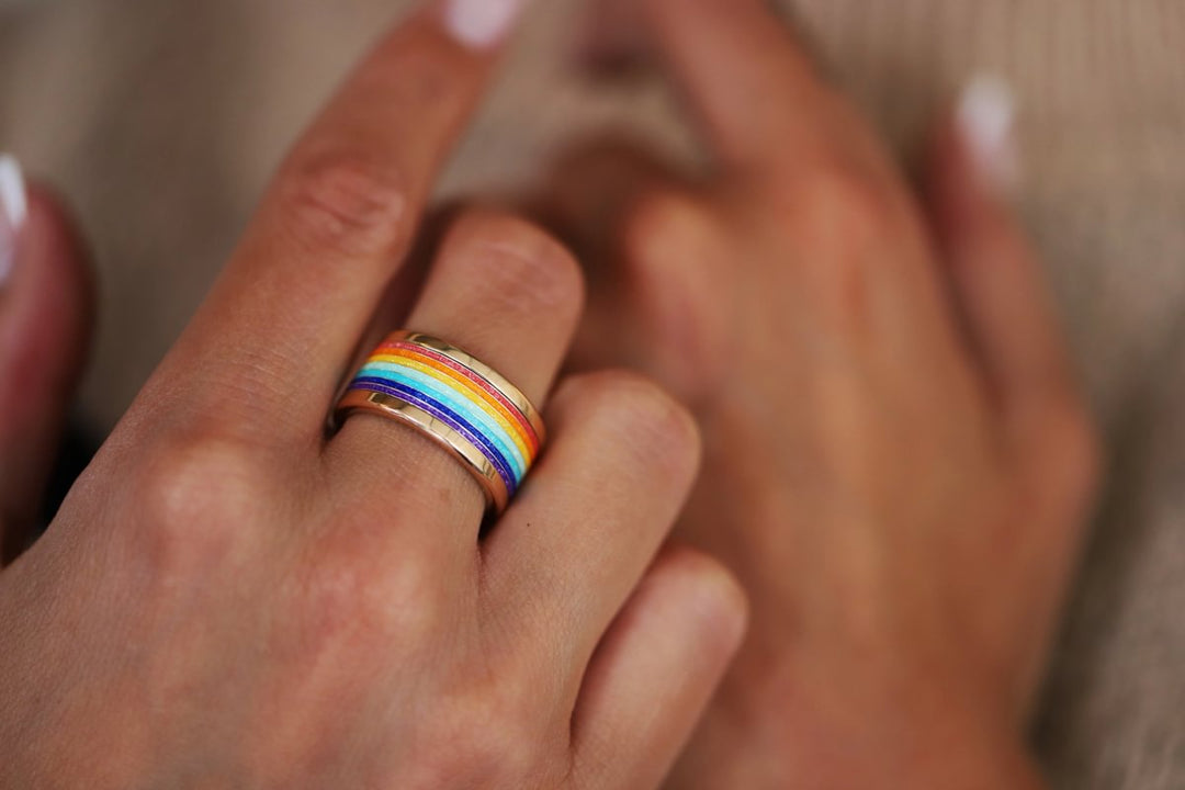 Rainbow Glow 🌈 inner ring (addon) in 925 silver with rainbow colored coating - glitter