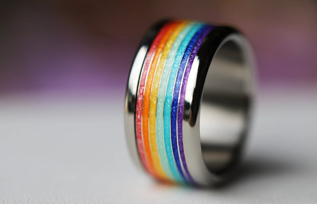 Rainbow Glow 🌈 inner ring (addon) in 925 silver with rainbow colored coating - glitter