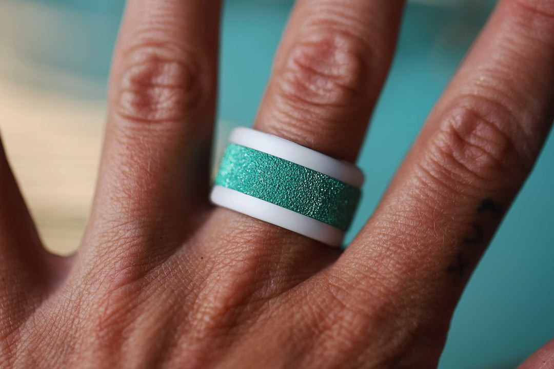 🏝️ Inner ring (addon) in 925 silver "Siwa" intense glitter green finish for interchangeable mood ring