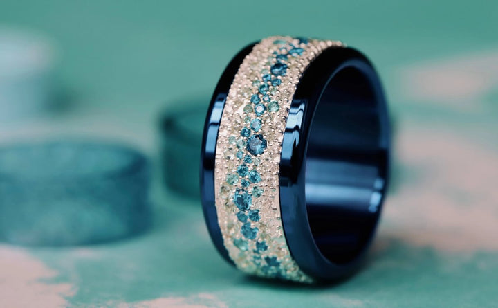 Anneau (addon) en argent Summer entièrement serti de zircons pour bague mood interchangeable