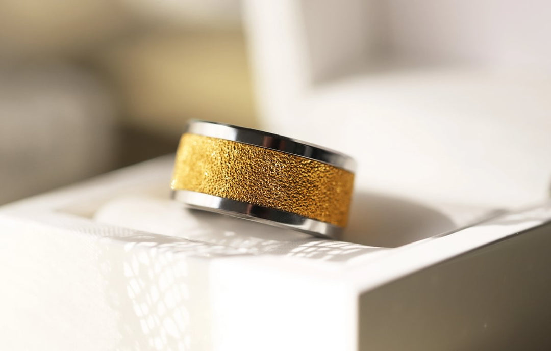 Innenring (Addon) aus 925er Silber "Herbstschnee" Gold Ausführung für auswechselbaren mood Ring