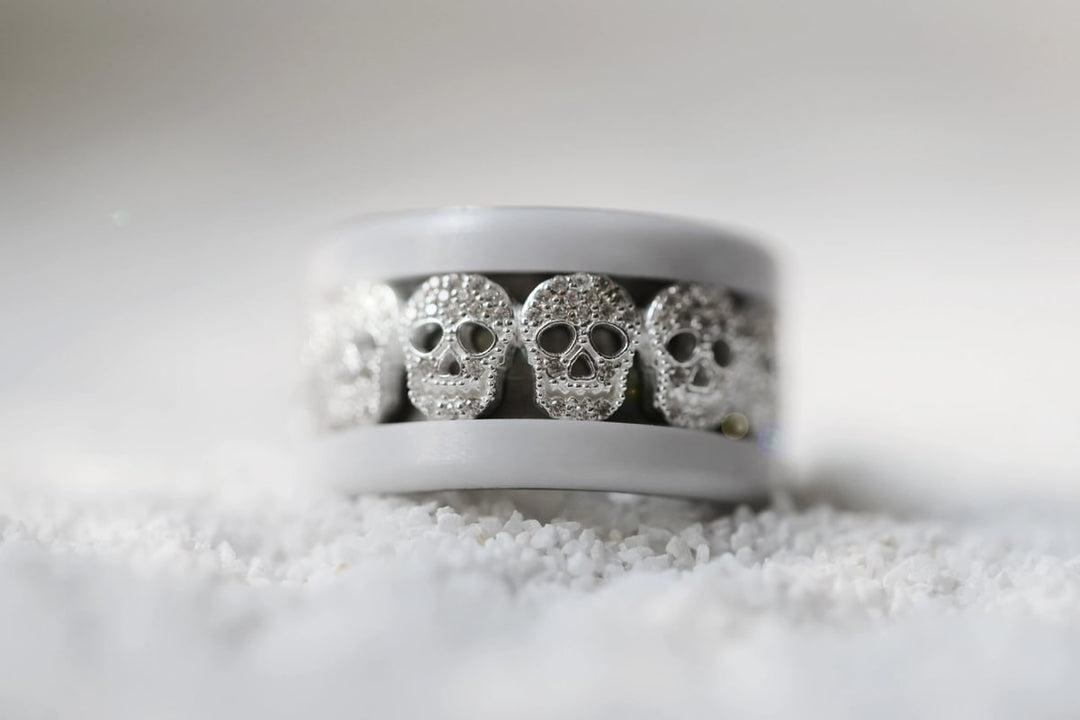 💀 Anneau (addon) en argent 925 "Ossia" serti de zircons pour bague mood interchangeable