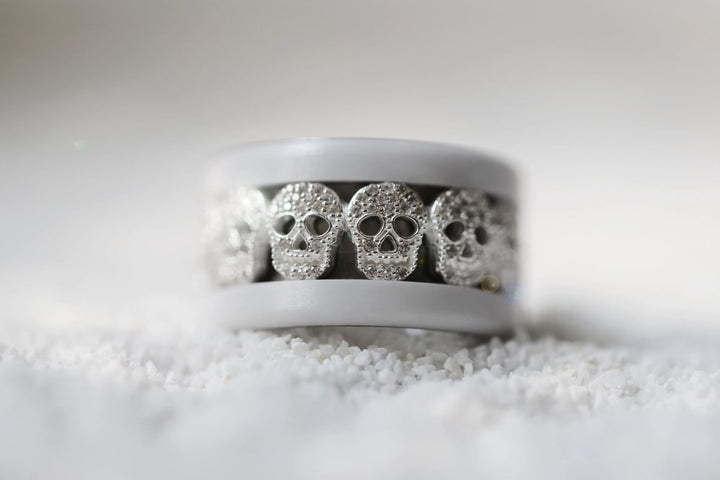 💀 Anneau (addon) en argent 925 "Ossia" serti de zircons pour bague mood interchangeable