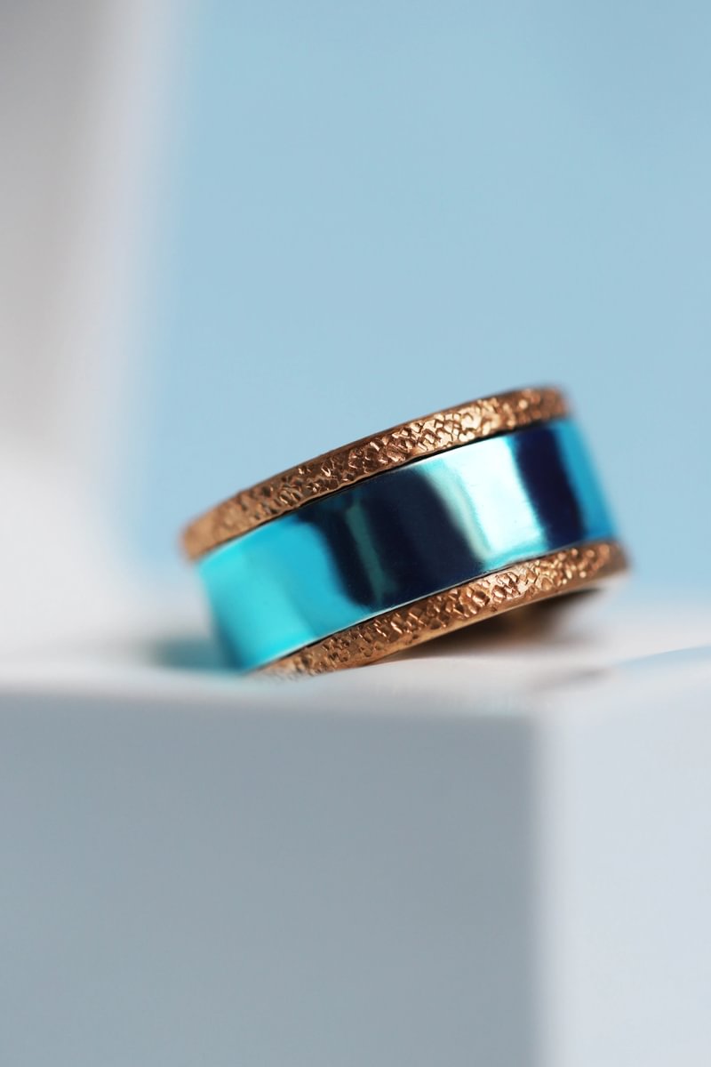 🩵 Inner ring (addon) in 925 silver "Sky" polished sky blue finish for interchangeable mood ring