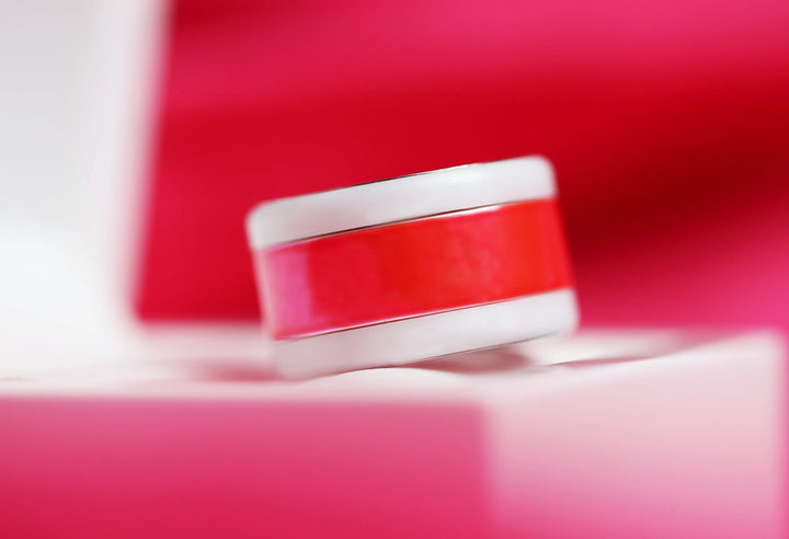 💕 Inner ring (addon) in 925 silver "Punche" Flashy pink finish for interchangeable mood ring