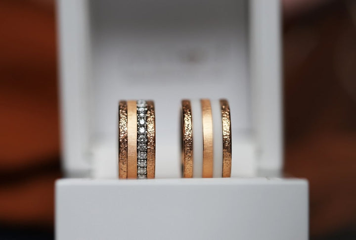 Base small "Rock" en acier rose gold inoxydable pour bague mood interchangeable, Edition collector numérotée de 1 à 100