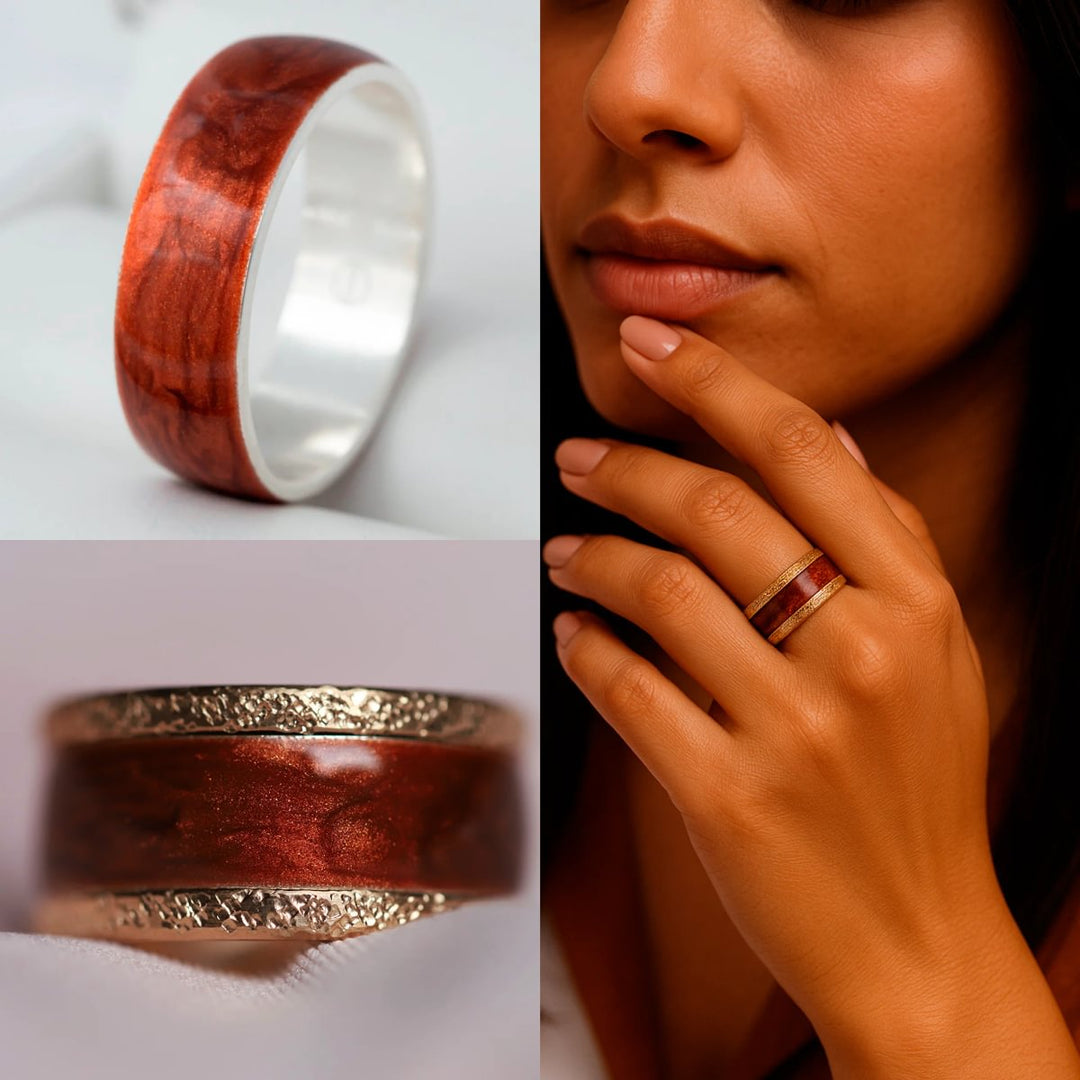 Eye of the Tiger 🐅 inner ring (addon) in 925 silver with a pearly ochre enamel coating