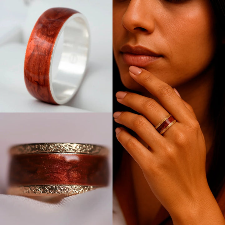 Eye of the Tiger 🐅 inner ring (addon) in 925 silver with a pearly ochre enamel coating