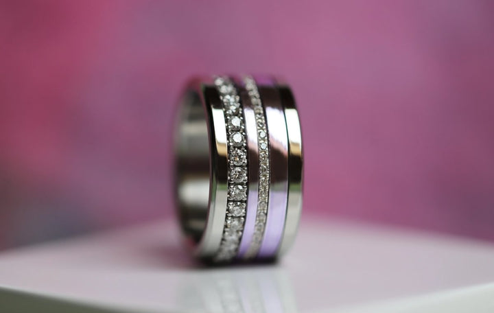 💜 Anneau (2x minis) en argent 925 "Lila" finition violet  pour bague mood interchangeable