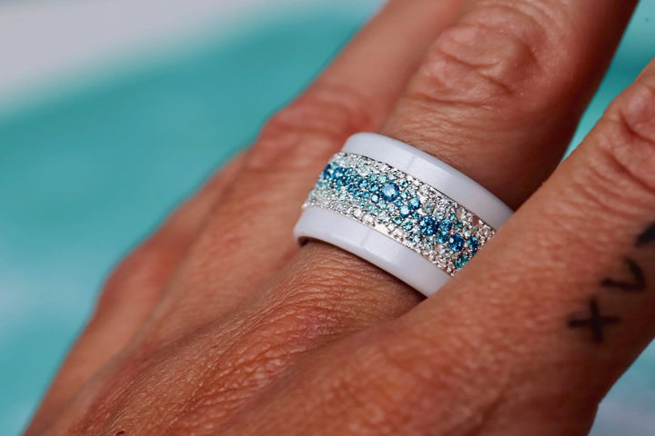 Anneau (addon) en argent Summer entièrement serti de zircons pour bague mood interchangeable