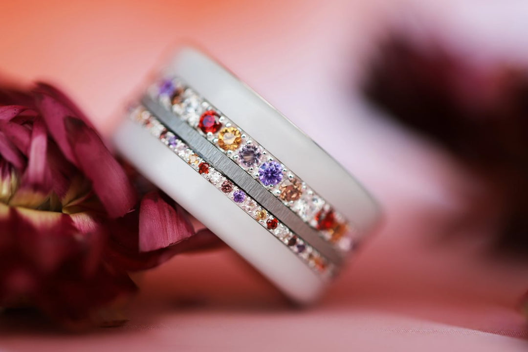 Inner ring (medium addon) "Autumn aura" in 925 silver set with autumn-colored zircons
