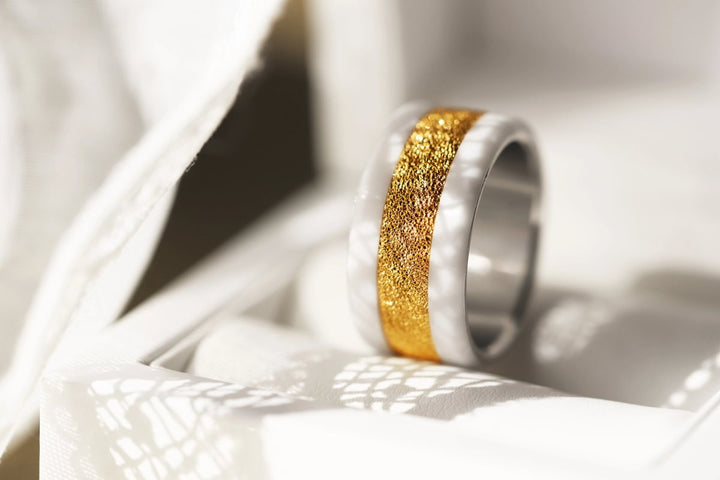 Innenring (2/3 Addon) aus 925er Silber "Herbstschnee" Gold Ausführung für auswechselbaren mood Ring