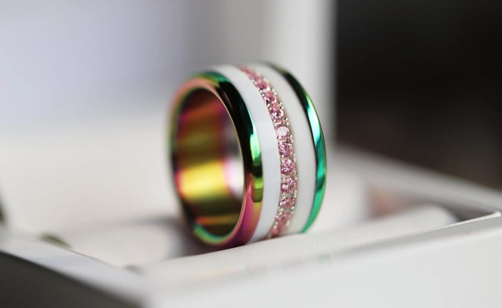 Base small arrondie polie "Rainbow" en acier inoxydable pour bague mood interchangeable