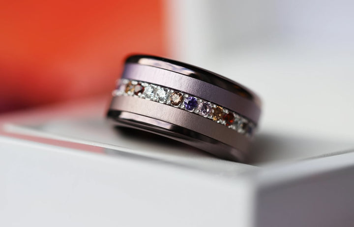 Inner ring (medium addon) "Autumn aura" in 925 silver set with autumn-colored zircons