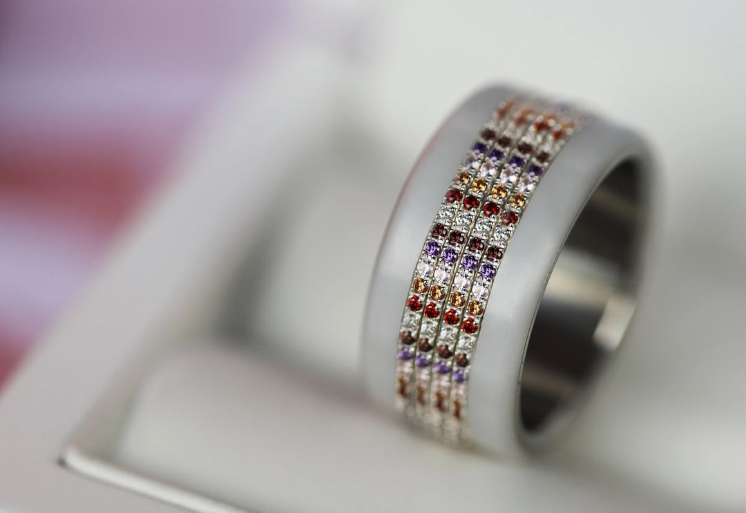 Anneaux (pack de deux minis) "Aura d'automne" en argent 925 serti de zircons couleurs d'automne