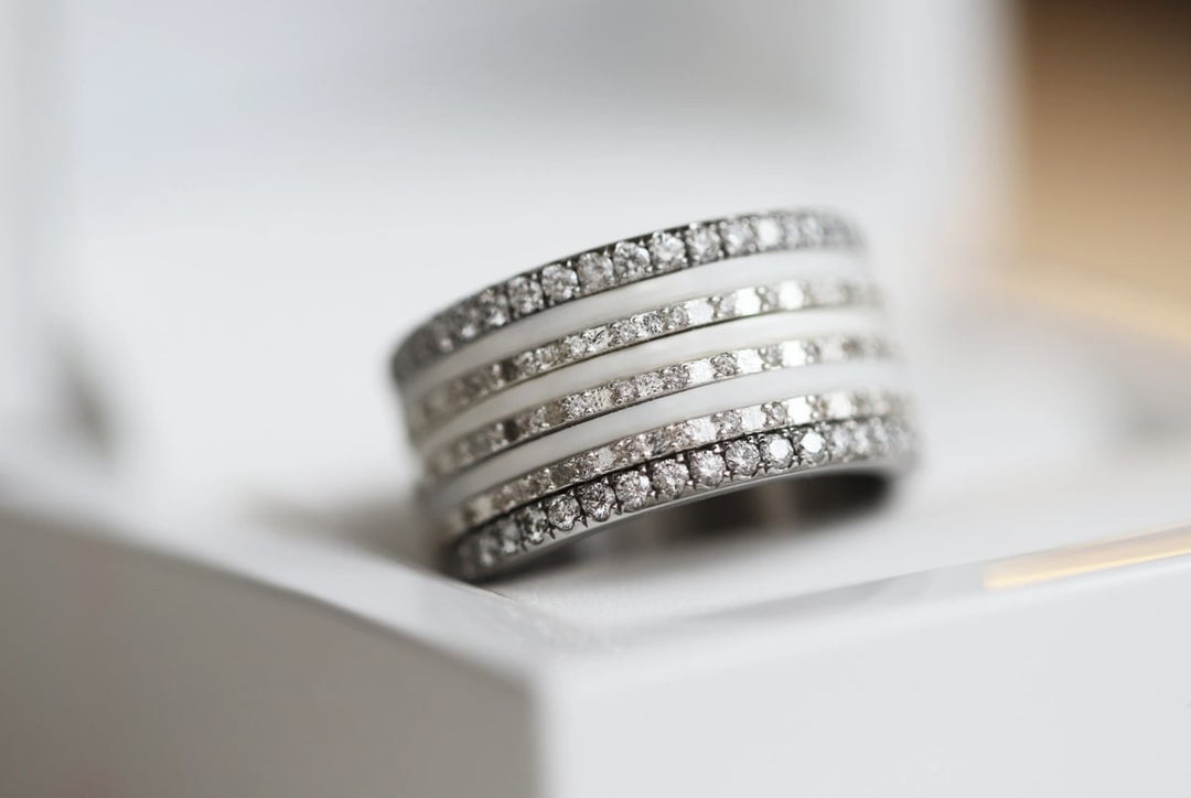 🤍 Anneau (pack de 2 minis) en argent 925 "White" finition blanche pour bague mood interchangeable