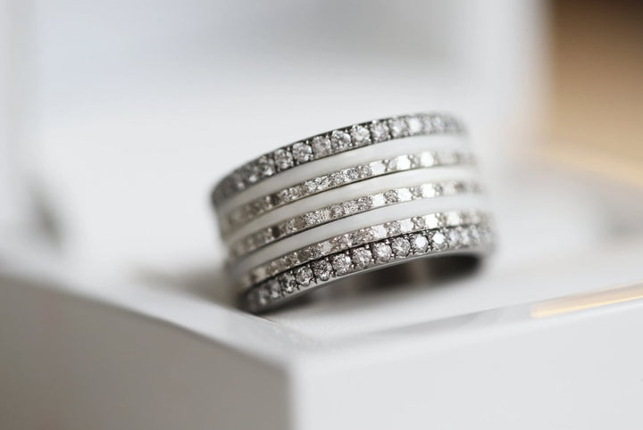 🤍 Anneau (pack de 2 minis) en argent 925 "White" finition blanche pour bague mood interchangeable
