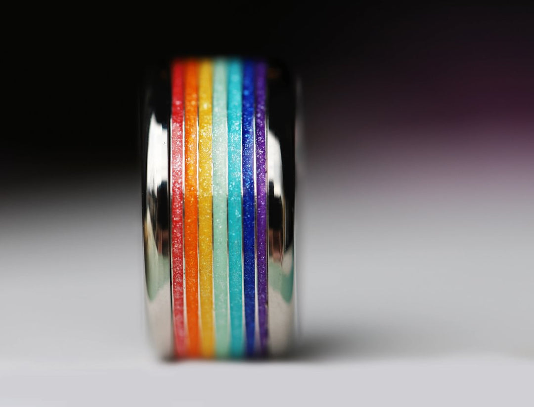 Rainbow Glow 🌈 inner ring (addon) in 925 silver with rainbow colored coating - glitter