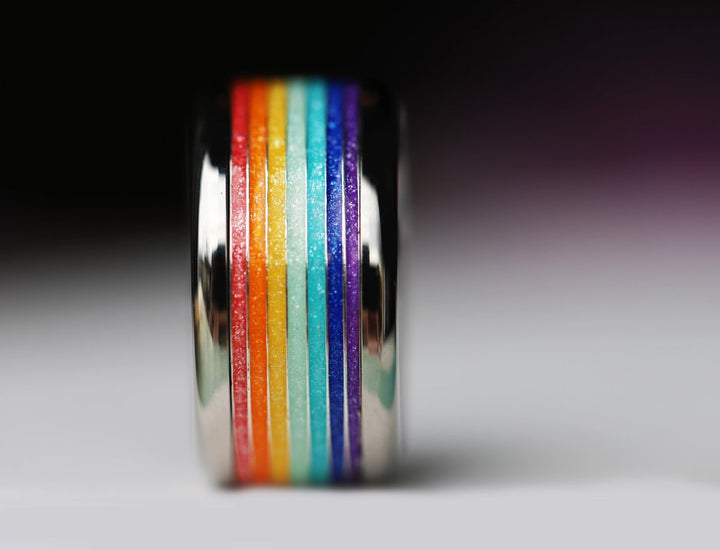 Rainbow Glow 🌈 inner ring (addon) in 925 silver with rainbow colored coating - glitter