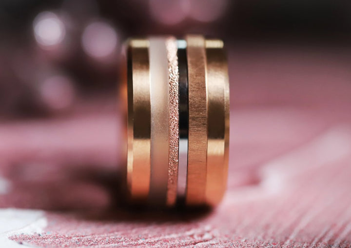 Pack de 2 anneaux(Addon Mini) en argent 925 "Neige éternelle" finition glitter rose gold pour bague mood interchangeable