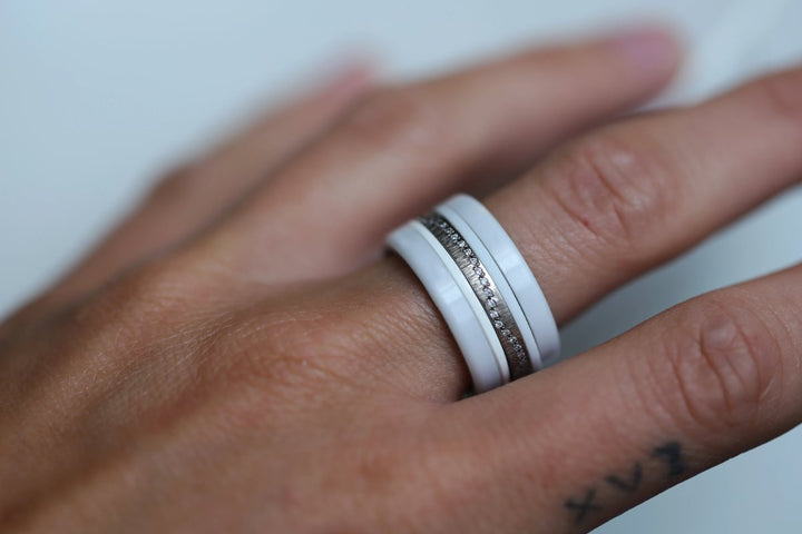 🤍 Anneau (pack de 2 minis) en argent 925 "White" finition blanche pour bague mood interchangeable