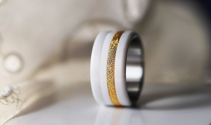Innenring (Medium Addon) aus 925er Silber "Herbstschnee" Gold Ausführung für auswechselbaren mood Ring