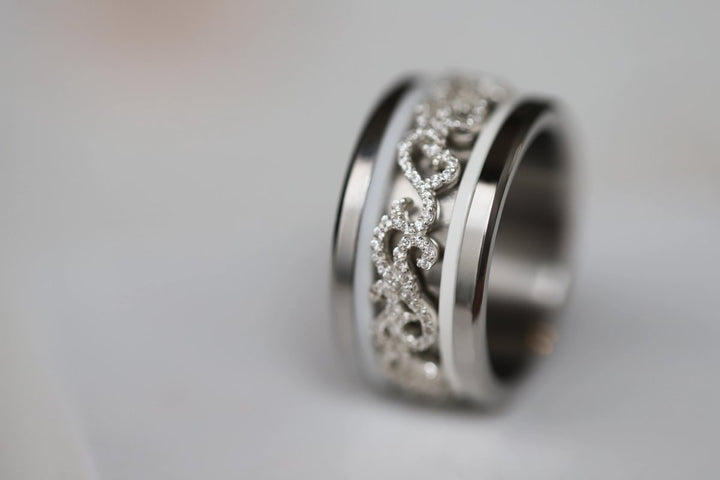 🤍 Anneau (pack de 2 minis) en argent 925 "White" finition blanche pour bague mood interchangeable