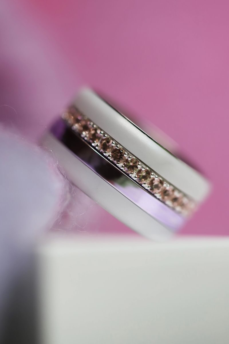 💜 Anneau (medium) en argent 925 "Lila" finition violet  pour bague mood interchangeable