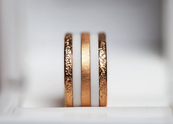 Base small "Rock" en acier rose gold inoxydable pour bague mood interchangeable, Edition collector numérotée de 1 à 100
