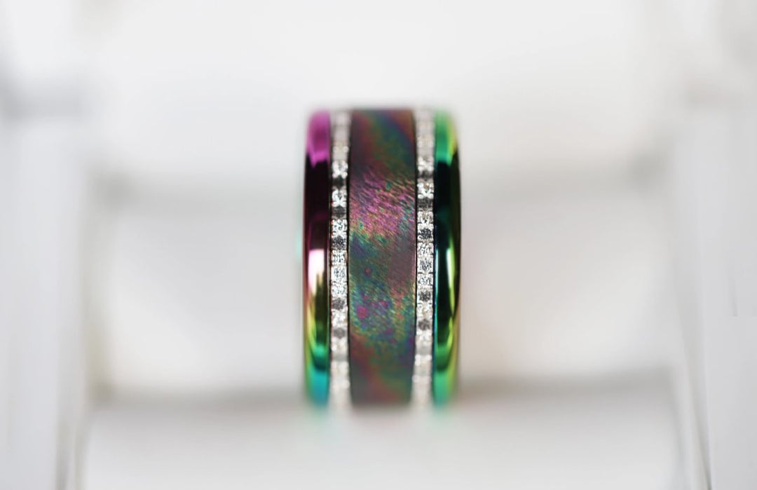 Base small arrondie polie "Rainbow" en acier inoxydable pour bague mood interchangeable