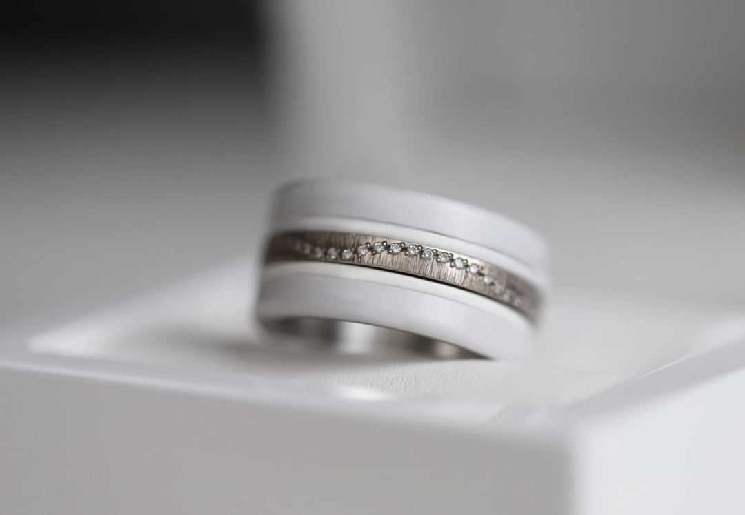 🤍 Anneau (pack de 2 minis) en argent 925 "White" finition blanche pour bague mood interchangeable