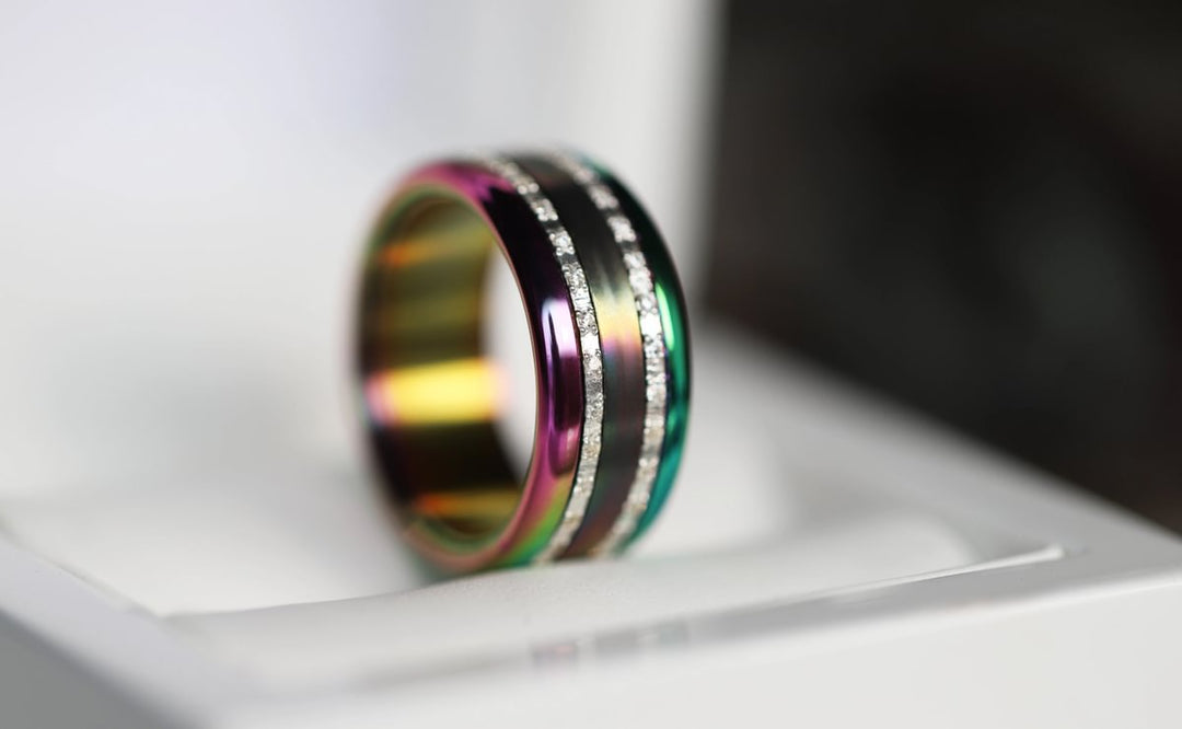 Base extra small arrondie polie "Rainbow" en acier inoxydable pour bague mood interchangeable