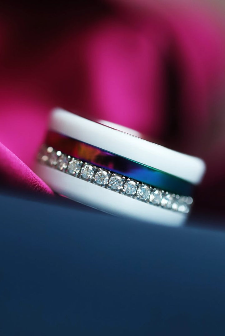 🌈 Innenring (medium) aus 925 Silber „Himmel Glanz“ mit einer leuchtenden Regenbogen Beschichtung für deinen mood Ring