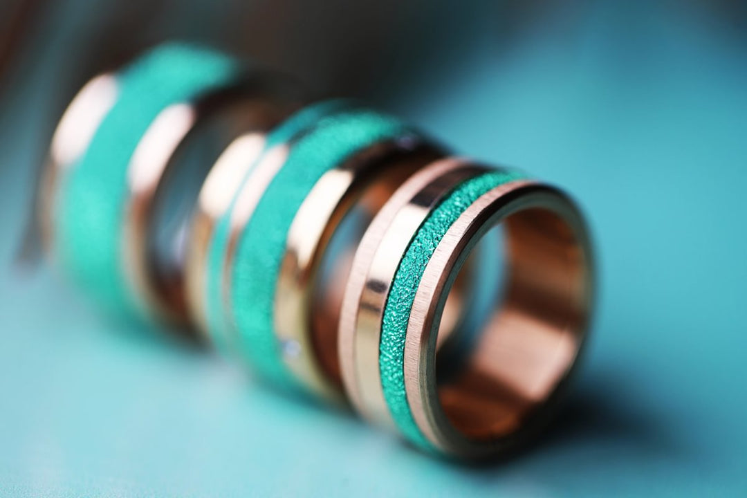 🏝️ Innenring (Medium Addon) aus 925er Silber "Siwa" glitter green Ausführung für den auswechselbaren mood Ring