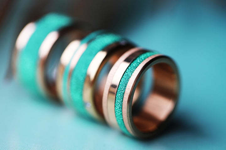 🏝️ Innenring (Medium Addon) aus 925er Silber "Siwa" glitter green Ausführung für den auswechselbaren mood Ring