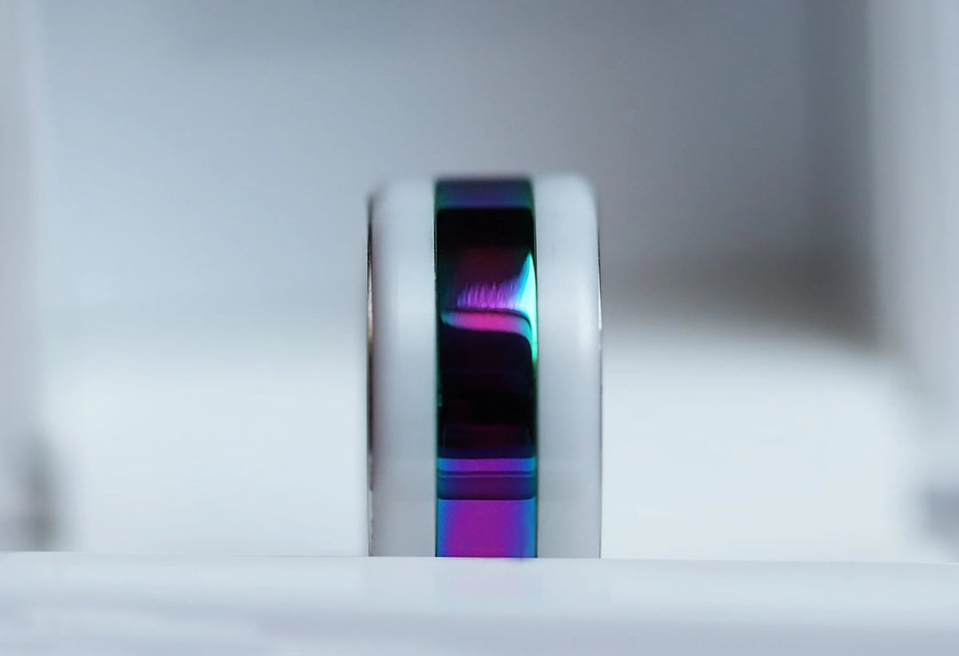 🌈 Innenring (2/3 Addon) aus 925 Silber „Himmel Glanz“ mit einer leuchtenden Regenbogen Beschichtung für deinen mood Ring